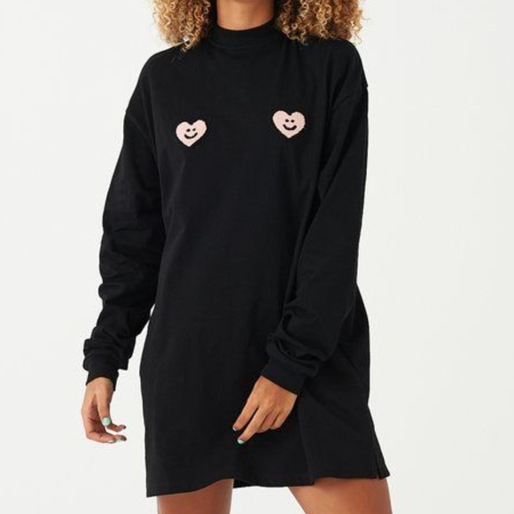 Lazy Oaf Tops - Lazy Oaf Double Heart Long Sleeve Top